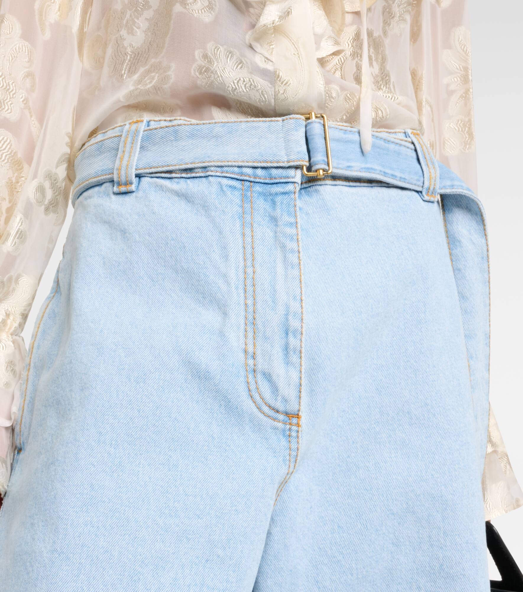 Embroidered denim shorts - 4