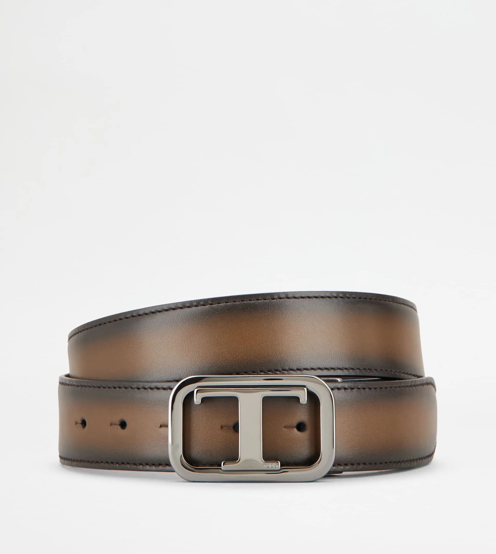ADJUSTABLE AND REVERSIBLE BELT IN LEATHER - BROWN, BLACK - 1