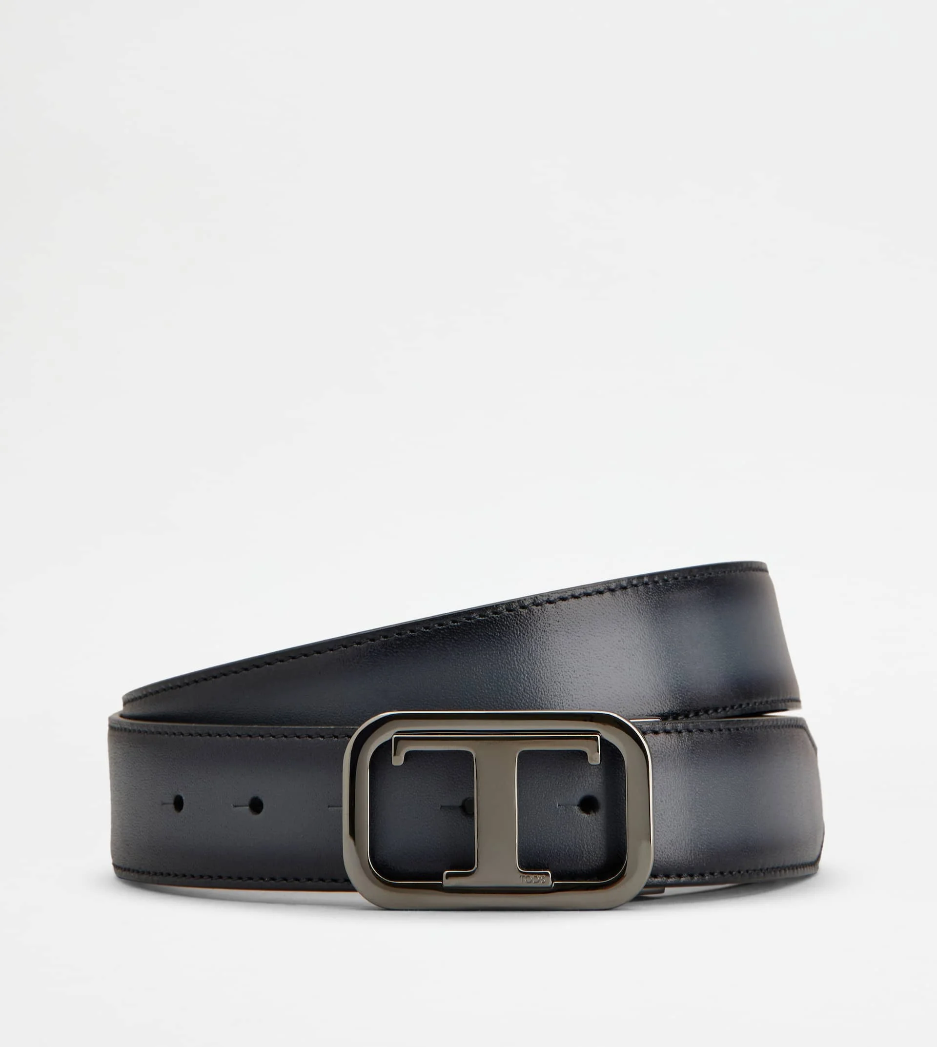 ADJUSTABLE AND REVERSIBLE BELT IN LEATHER - GREY, BLACK - 1