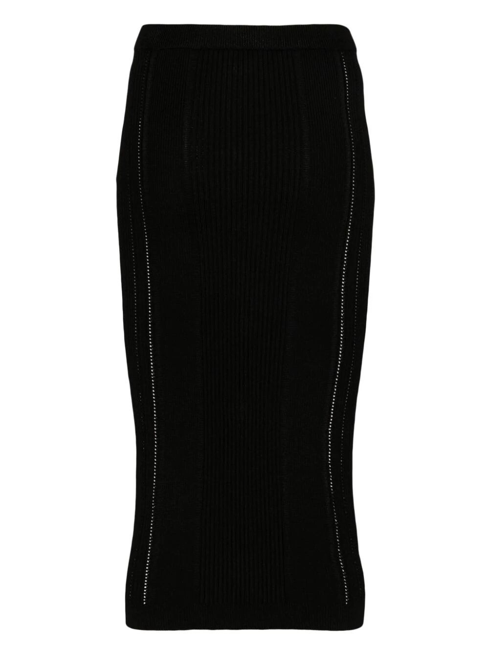 Balmain Women High Waist Five Button See Through Knit Midi Skirt - 5