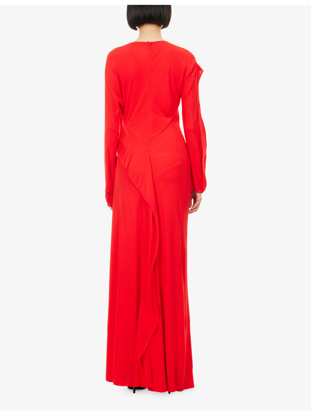 Draped Long-Sleeves Woven Gown - 4