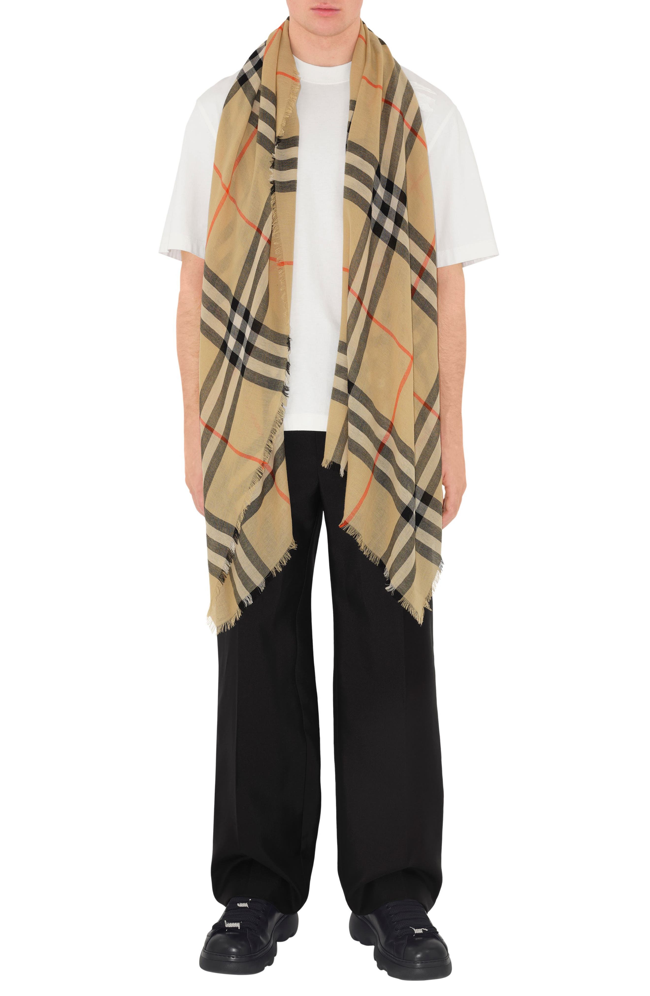 burberry Check Wool Scarf in Archive Beige at Nordstrom - 4