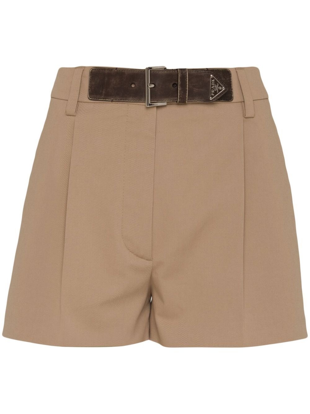 Gabardine belted shorts - 1