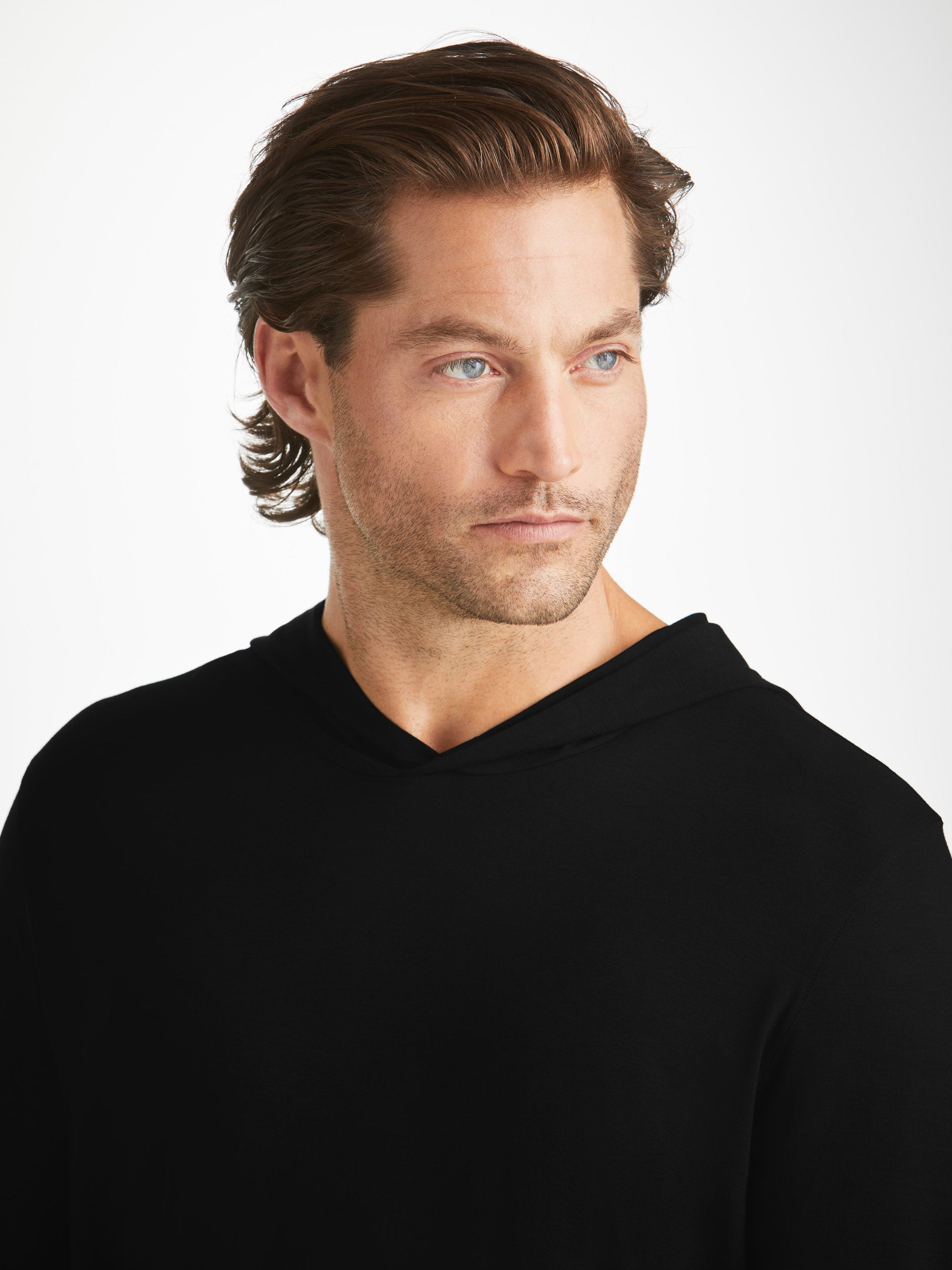Men's Pullover Hoodie Basel Micro Modal Stretch Black - 5