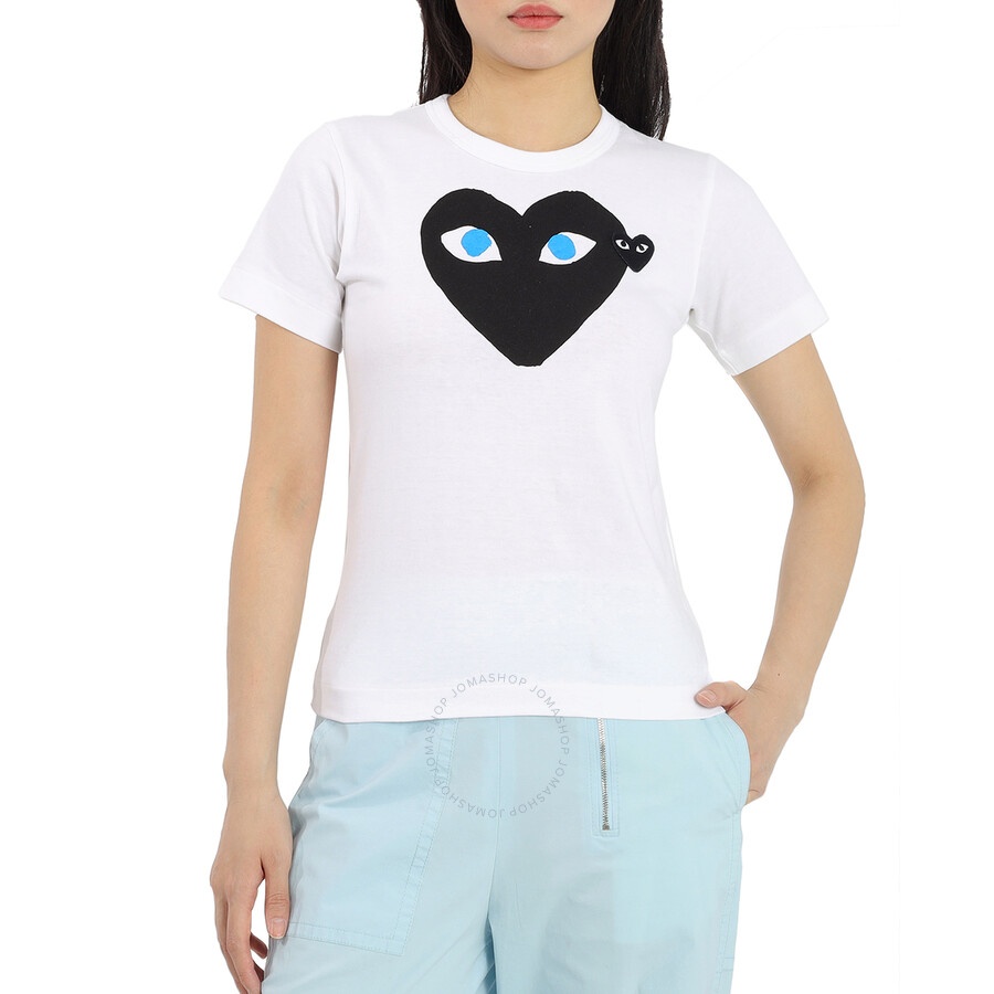 Comme Des Garcons Ladies Short-sleeve Hearts Print Cotton T-shirt - 1