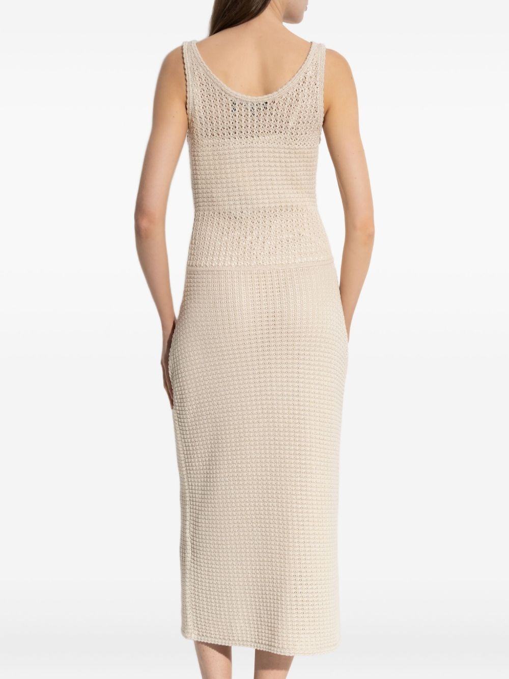 crochet-knit midi dress - 4
