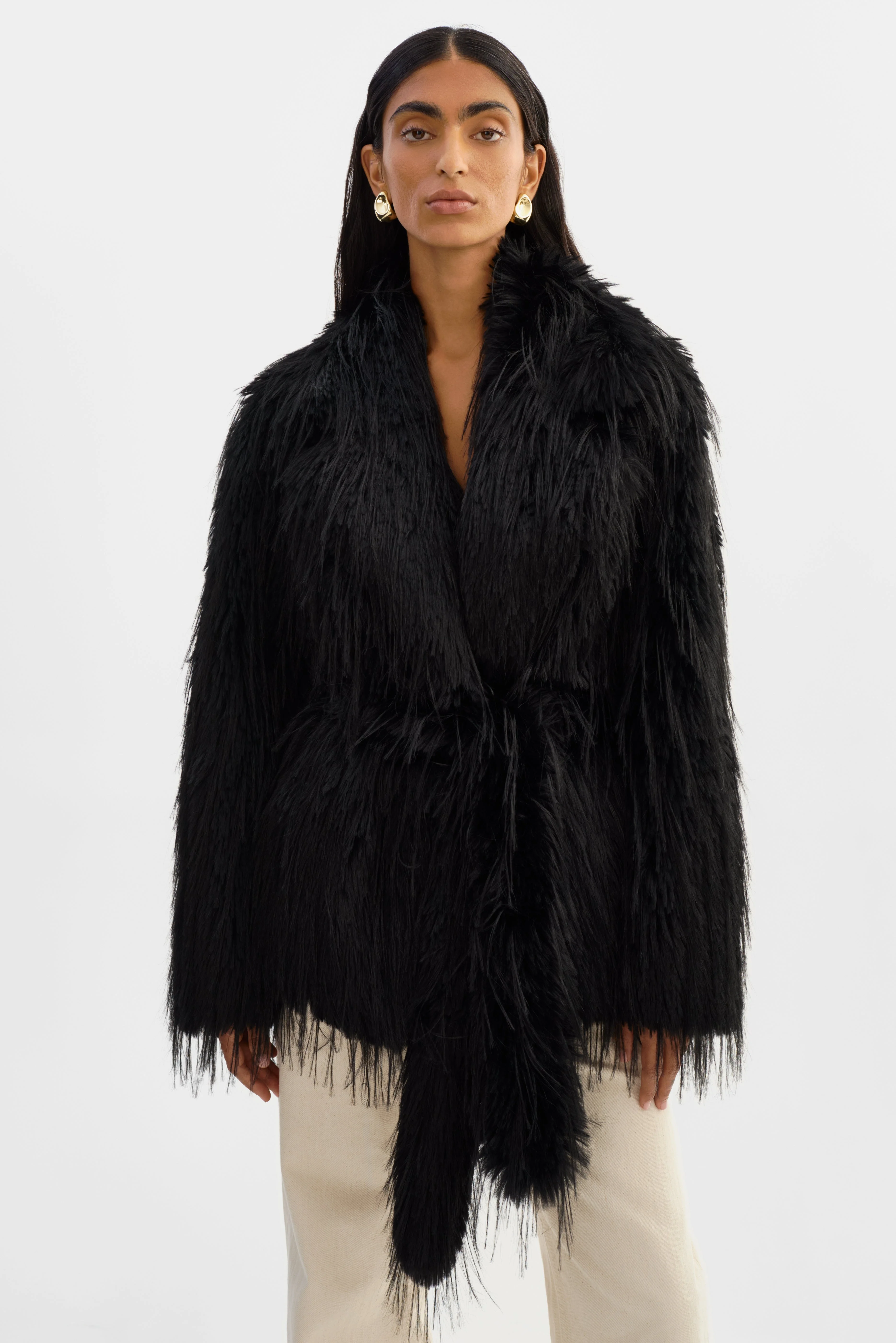 ISLA | Faux Fur Belted Coat - 1