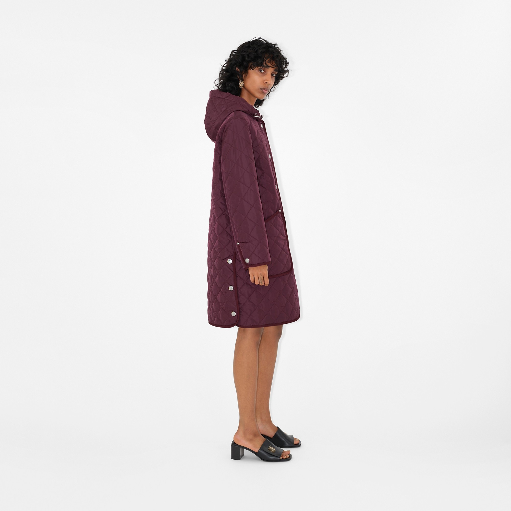 Quilted Nylon Hooded Coat - 3