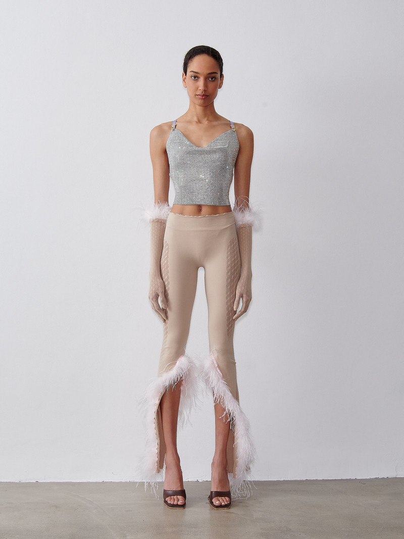 POSTER GIRL FEATHERED TULIA TROUSERS TAUPE outlook
