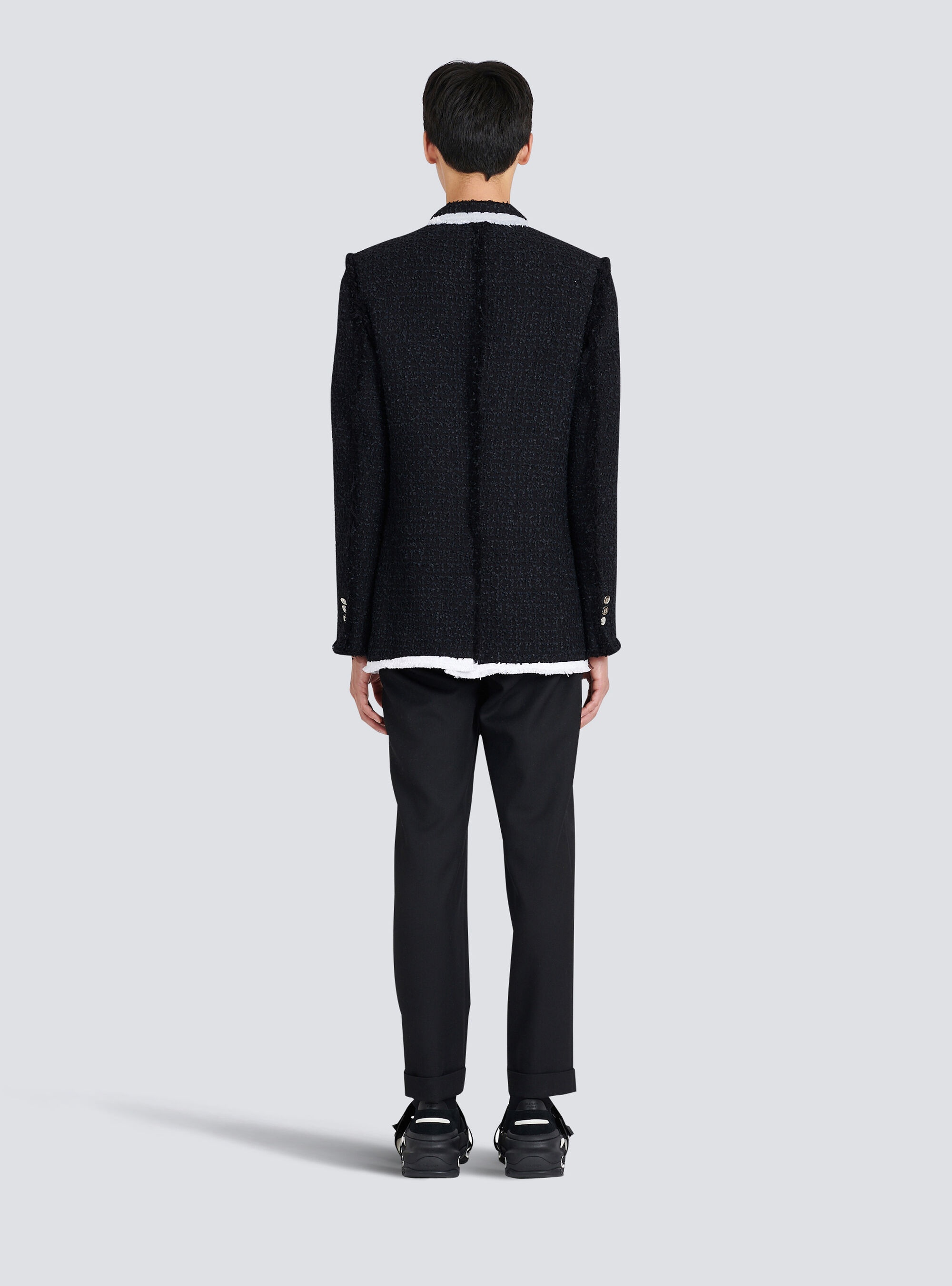 Tweed blazer with embroidered Balmain logo - 4
