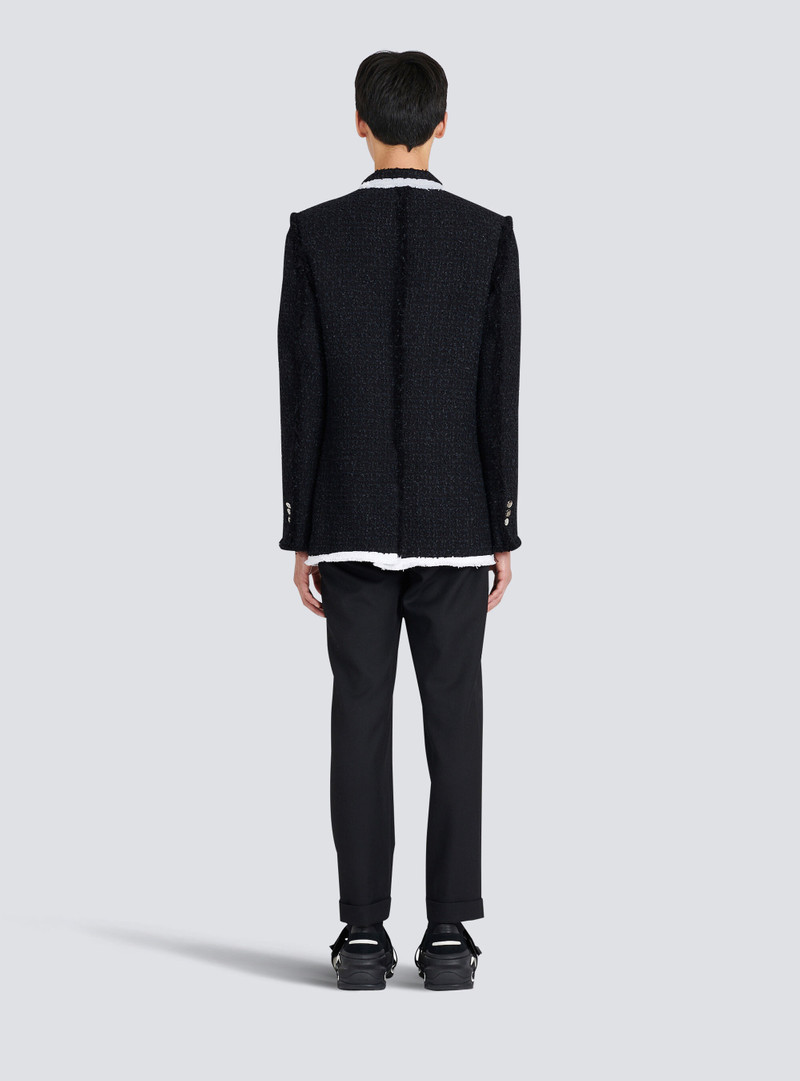 Tweed blazer with embroidered Balmain logo 4