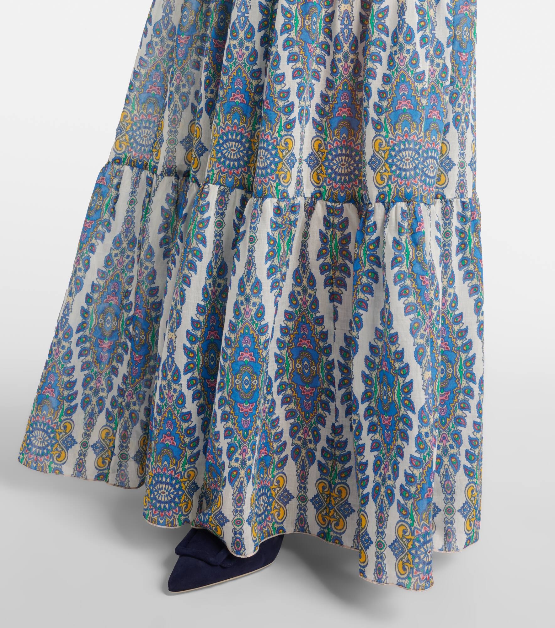 Printed tiered cotton and silk maxi dress - 5