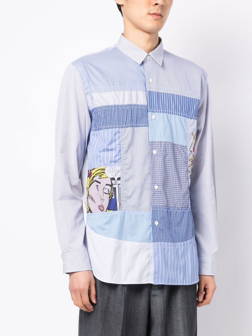 striped patchwork long sleeve shirt - 3