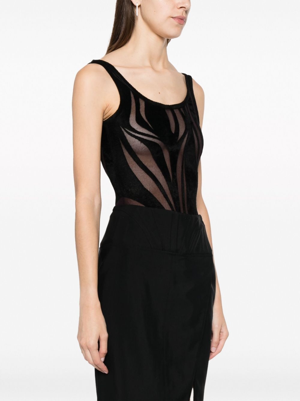 sheer-pattern mesh bodysuit - 3