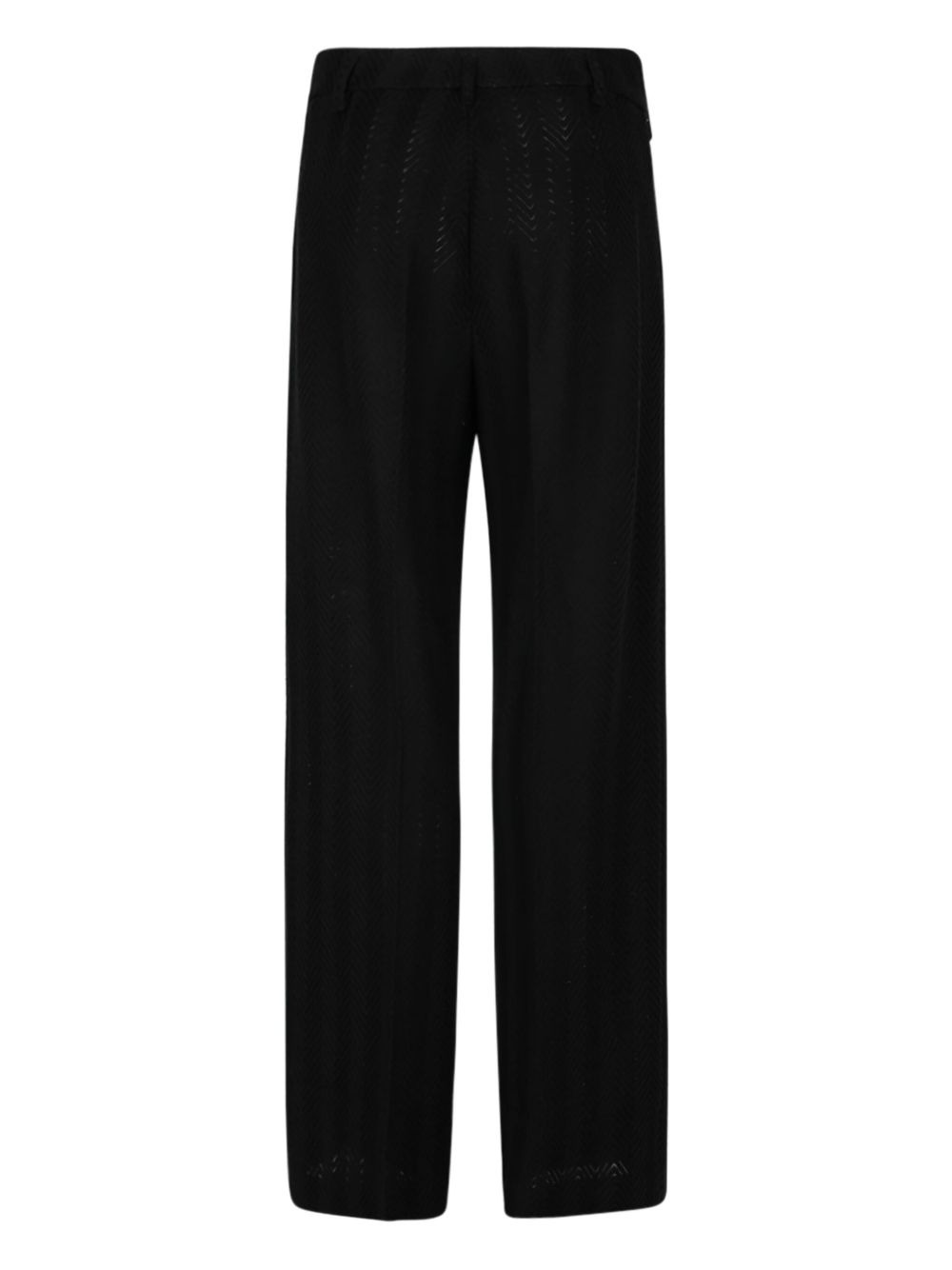 chevron-pattern open-knit trousers - 3