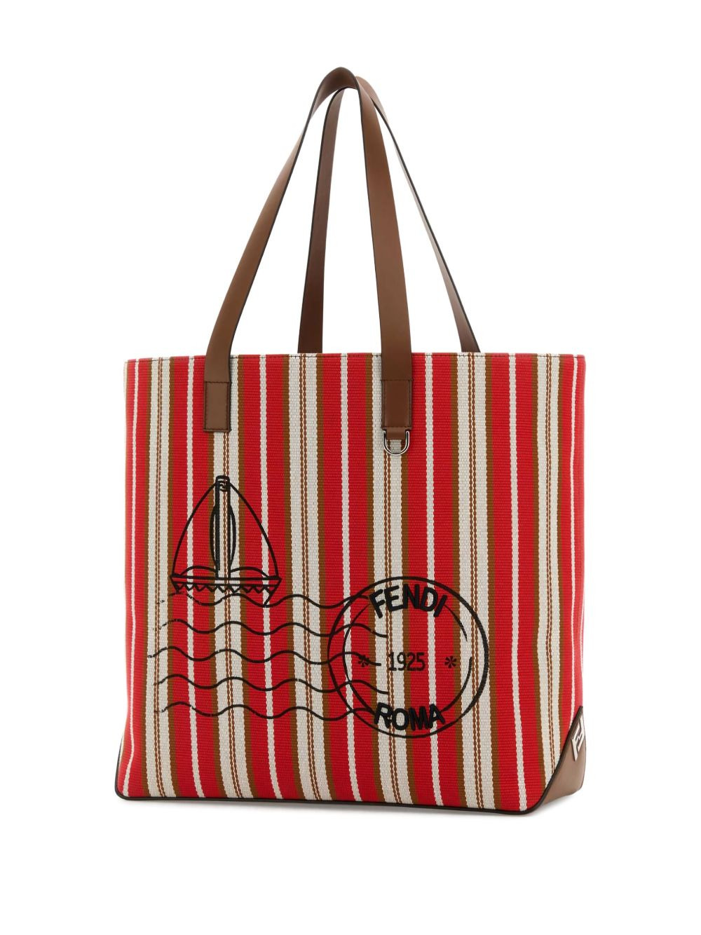 medium striped postage-stamp tote bag - 3