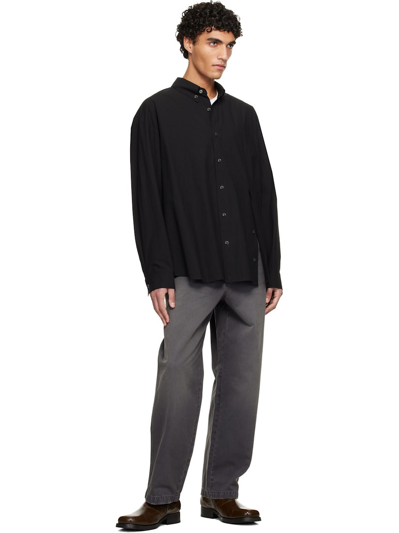 SOLID HOMME Black Slit Detail Cotton Shirt outlook