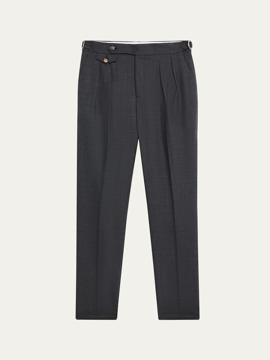 Men's Double-Pleated Wool Pants - 1