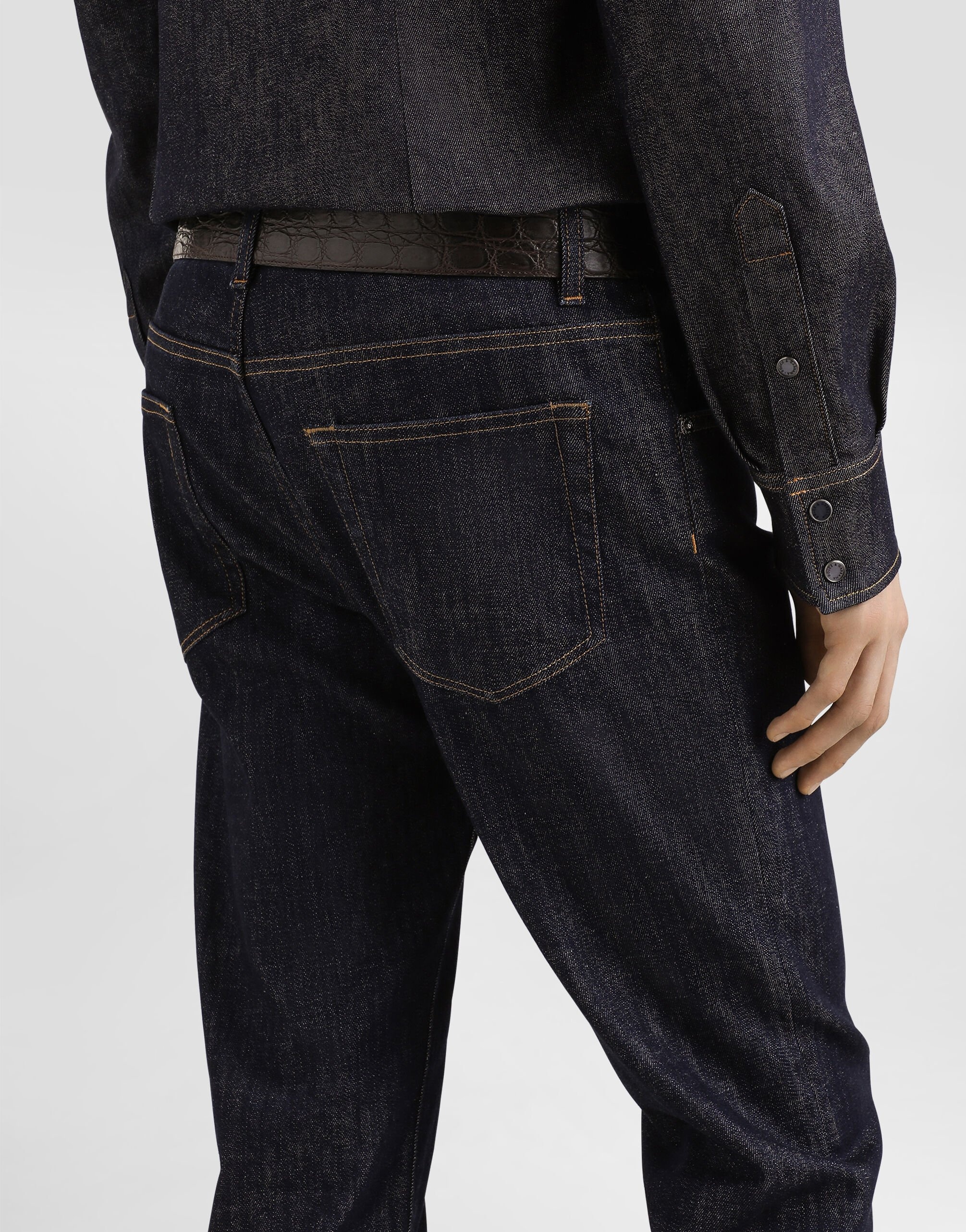 Slim-fit stretch cotton jeans with patch - 5
