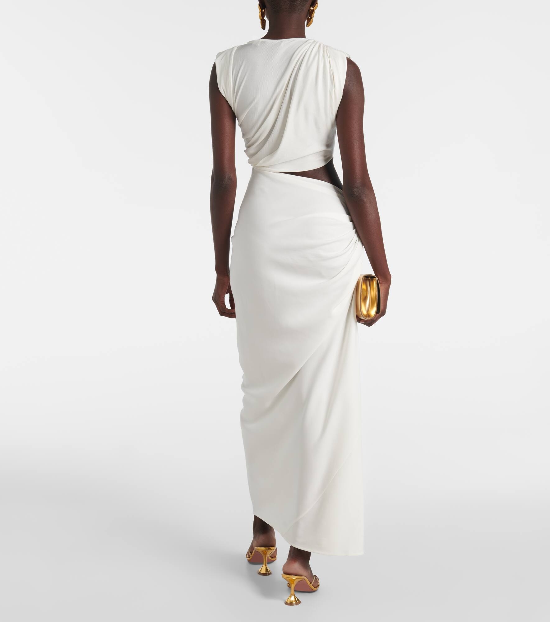 Asymmetric draped maxi dress - 3