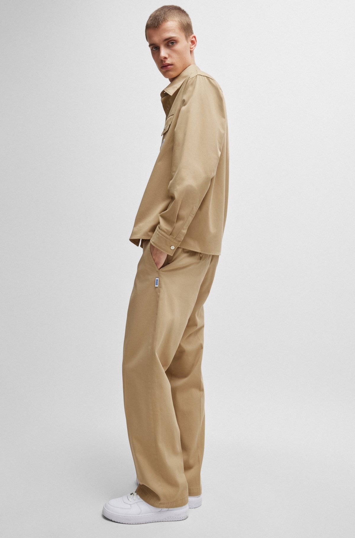 BAGGY-FIT TROUSERS IN COTTON TWILL - 5