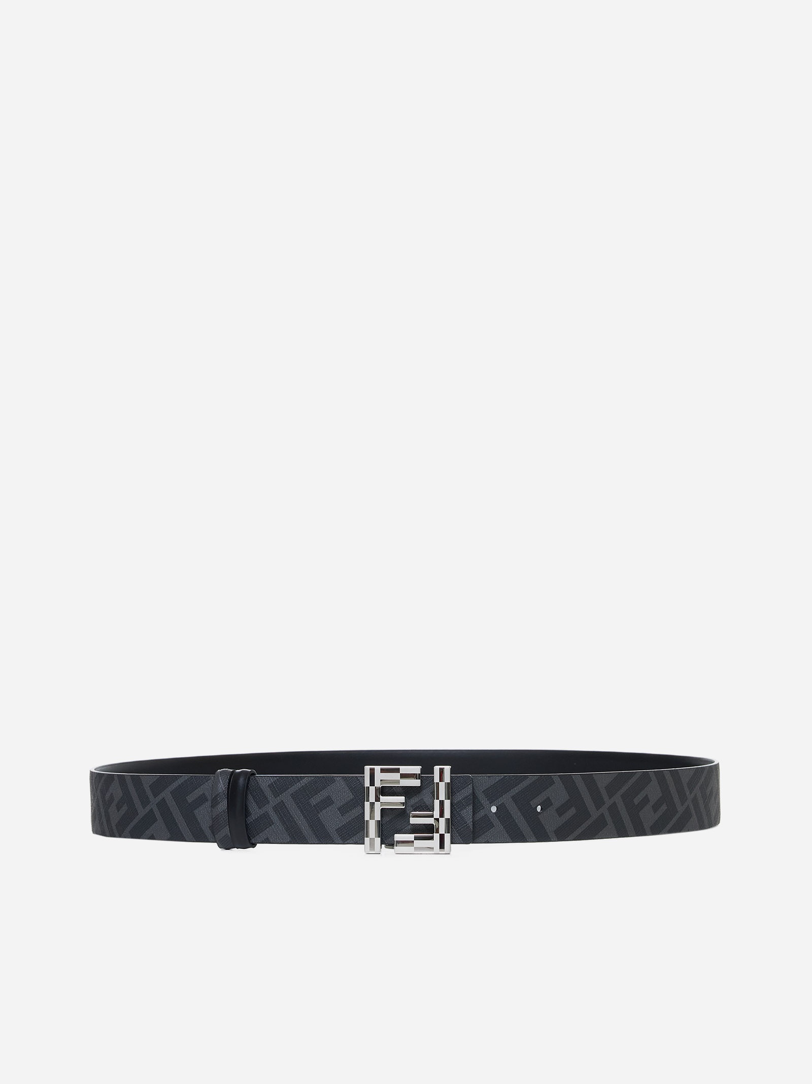 ベルト FENDI FF LEATHER AND FABRIC REVERSIBLE BELT FENDI FF fabric and leather reversible belt