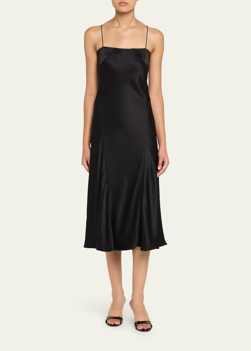 GIORGIO ARMANI Double Silk Satin Spaghetti-Strap Midi Dress outlook