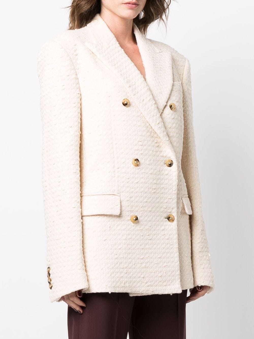 knitted double-breasted blazer - 3