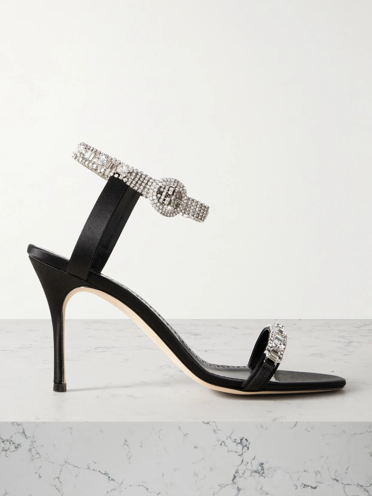 Asasan 90 Crystal-embellished Satin Sandals - 1