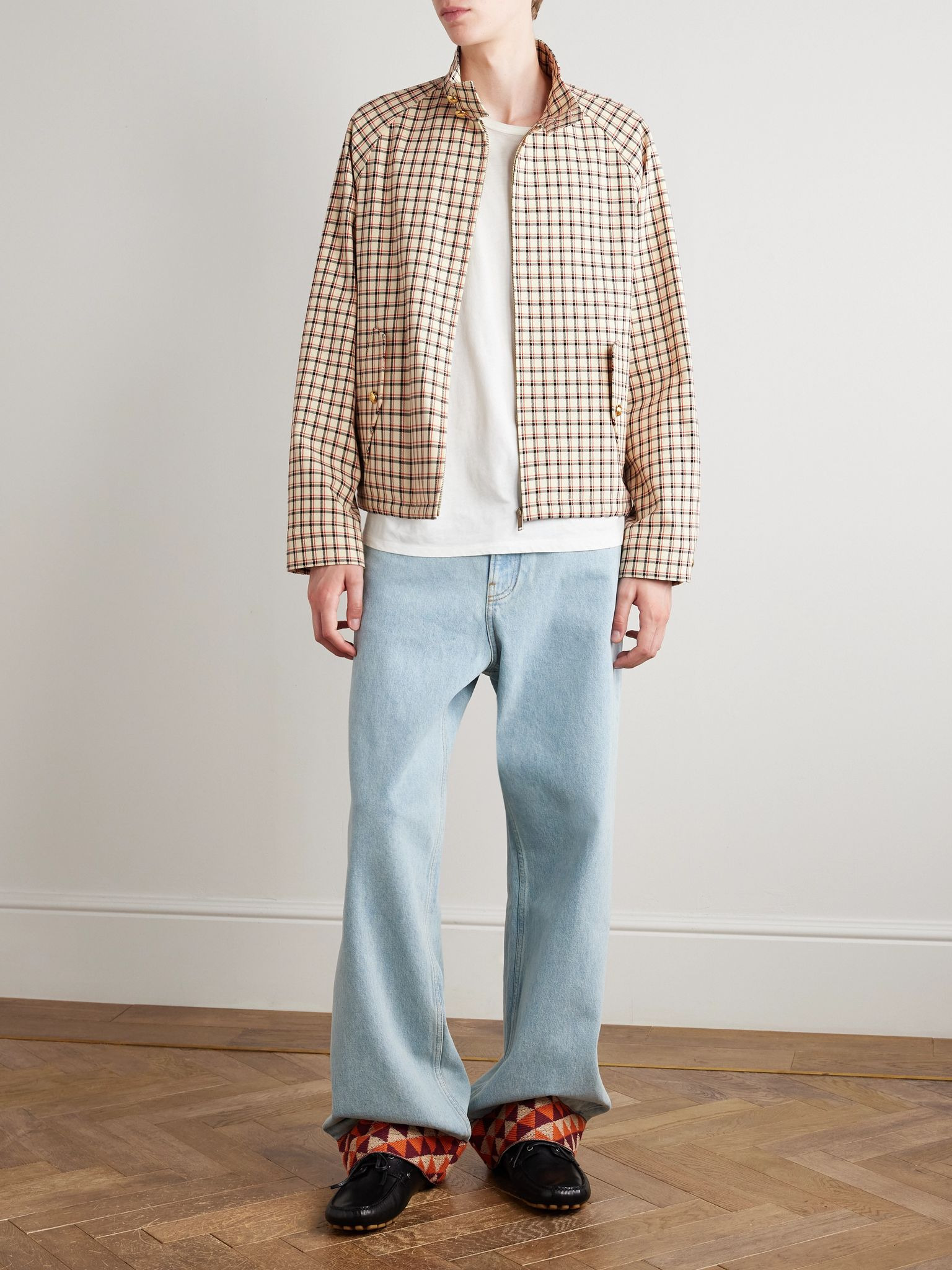 Checked Cotton-Twill Jacket Cream - 2