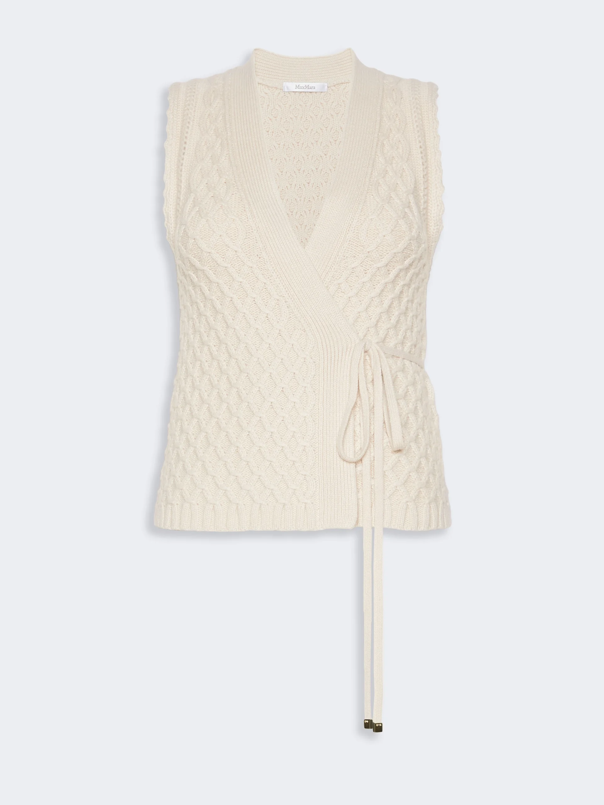 LEMBO Wool and cashmere yarn gilet - BEIGE - 1