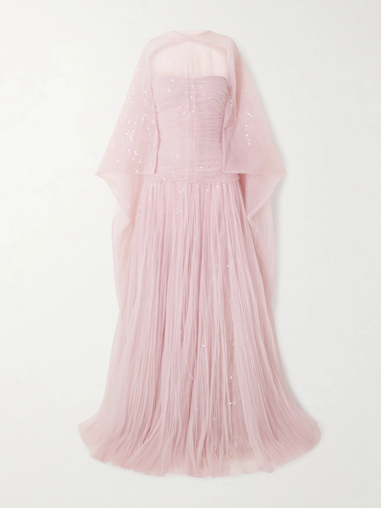 Cape-effect Sequined Plissé-chiffon Gown - 1