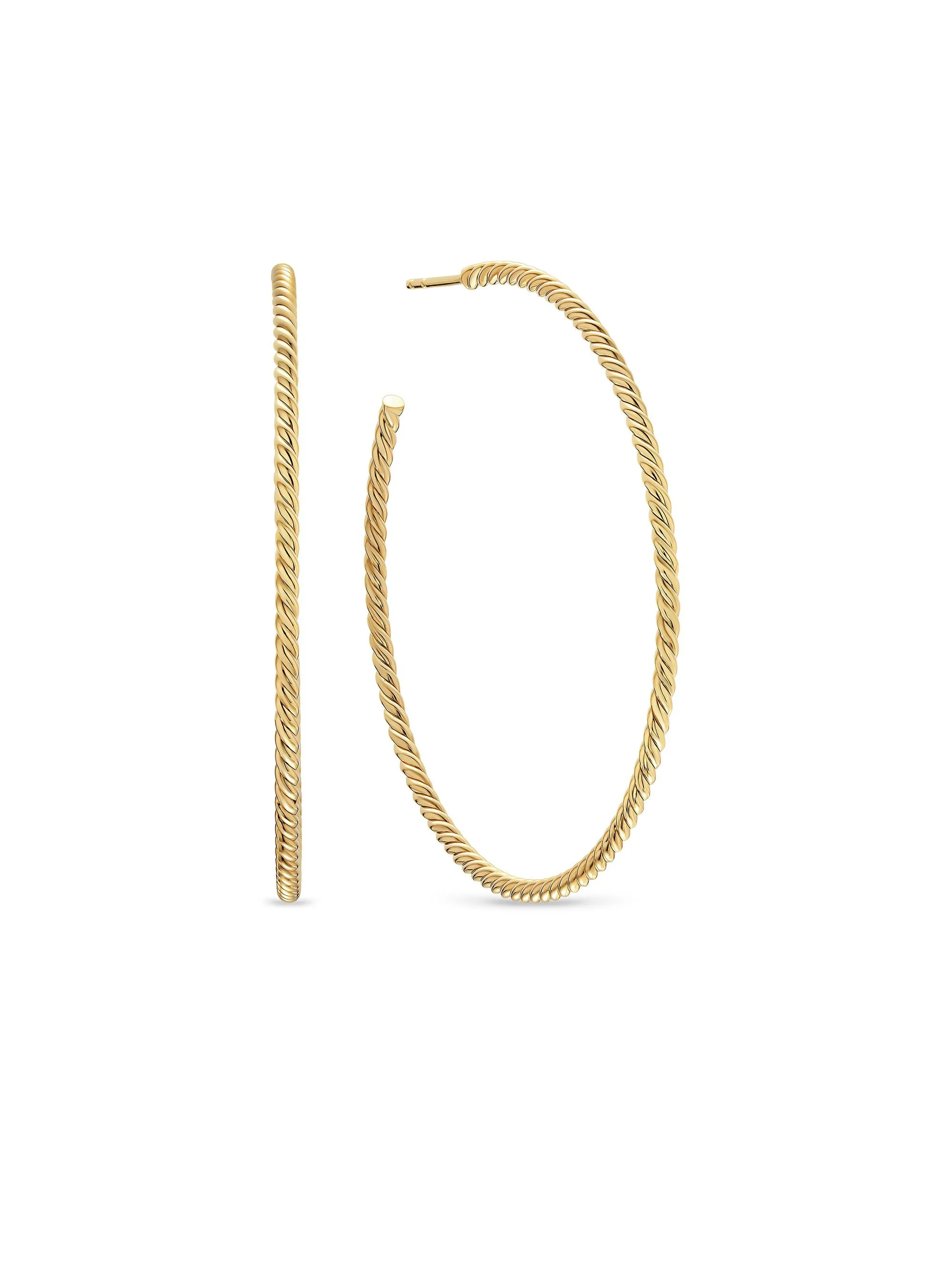 Women's Cablespira Hoop Earrings in 18K Yellow Gold, 55MM - Gold - 1