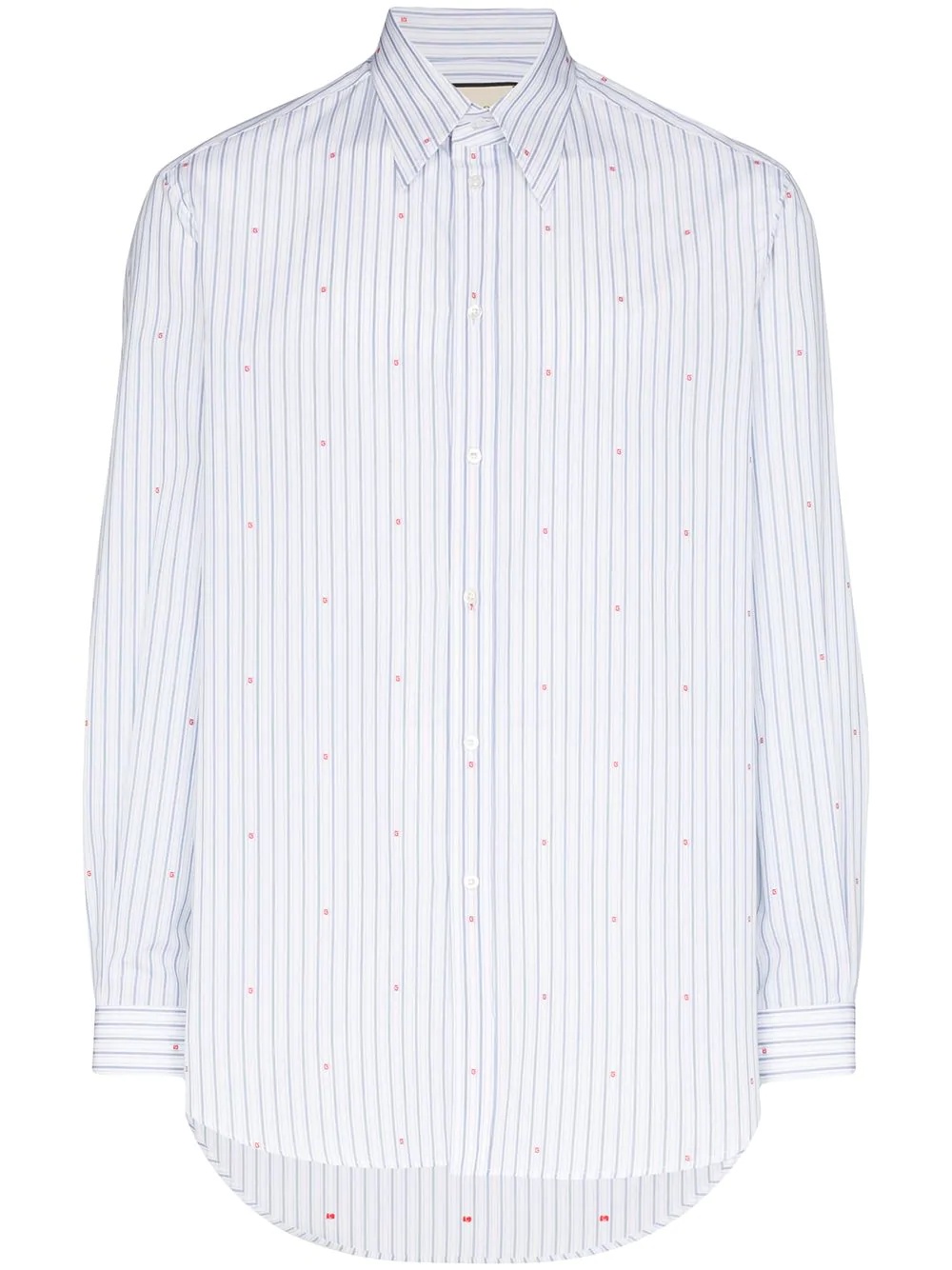 logo-print striped cotton shirt - 1