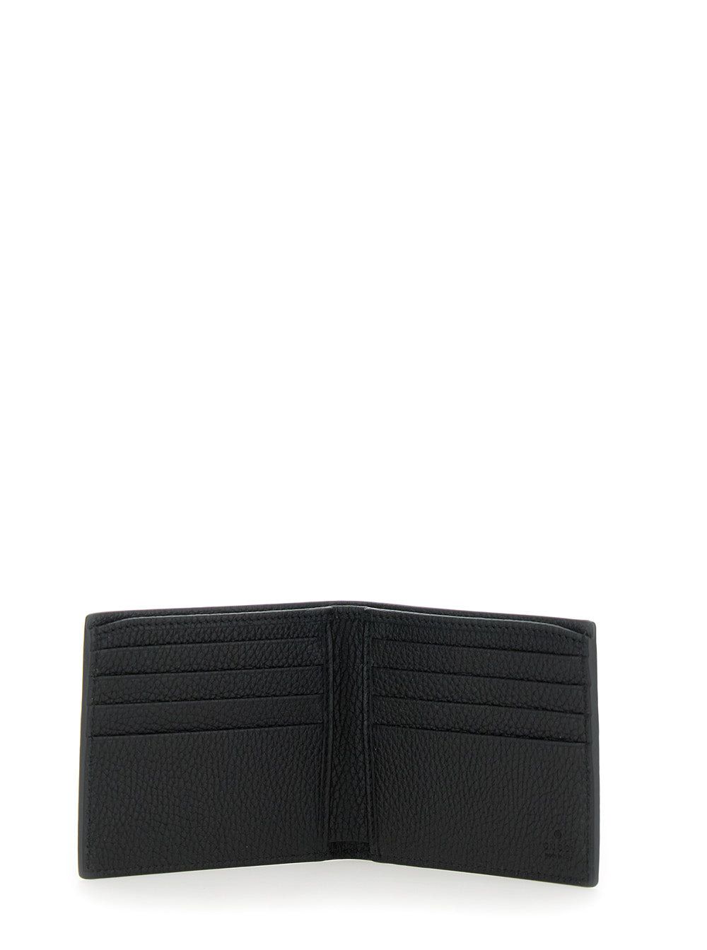 Gucci Men Black Bi-Fold Wallet With Embossed Logo Lettering On The Front In Grained Leather Man - 5