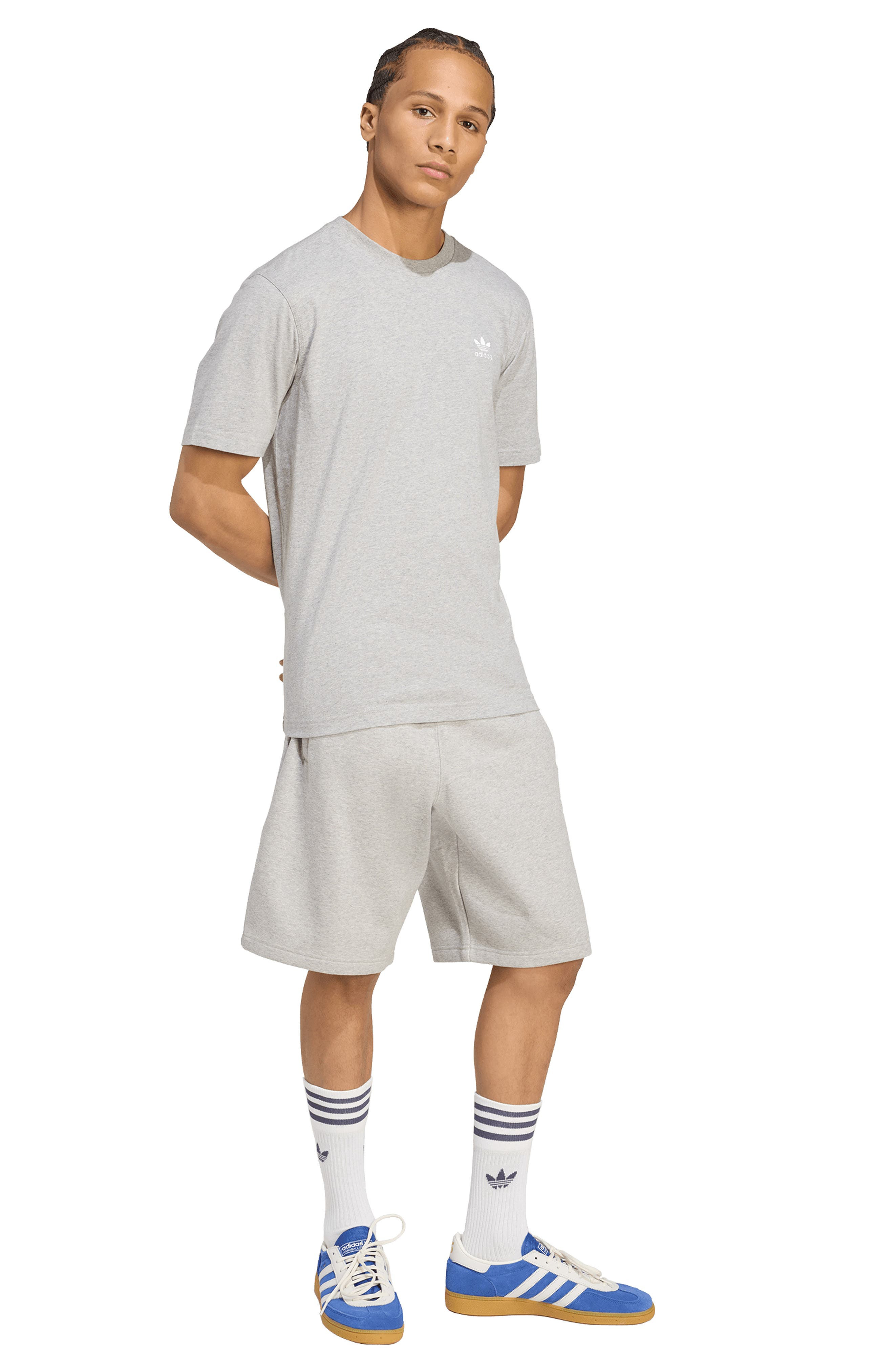 adidas Originals Trefoil Essentials Cotton T-Shirt in Medium Grey Heather/White at Nordstrom - 5