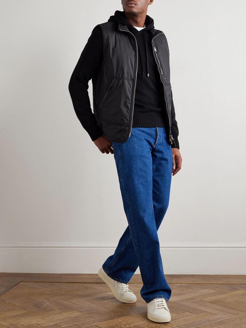 TOM FORD Logo-Embroidered Cashmere Hoodie Black outlook