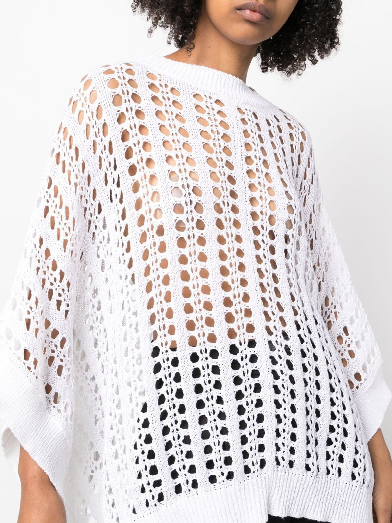 net-knit 면과 린넨 poncho 5