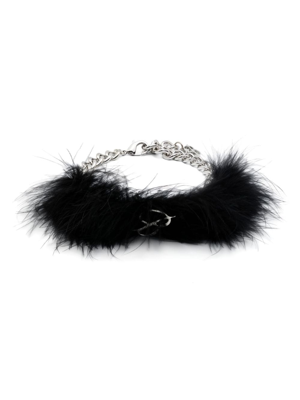 feather-embellished monogram-detail choker - 1