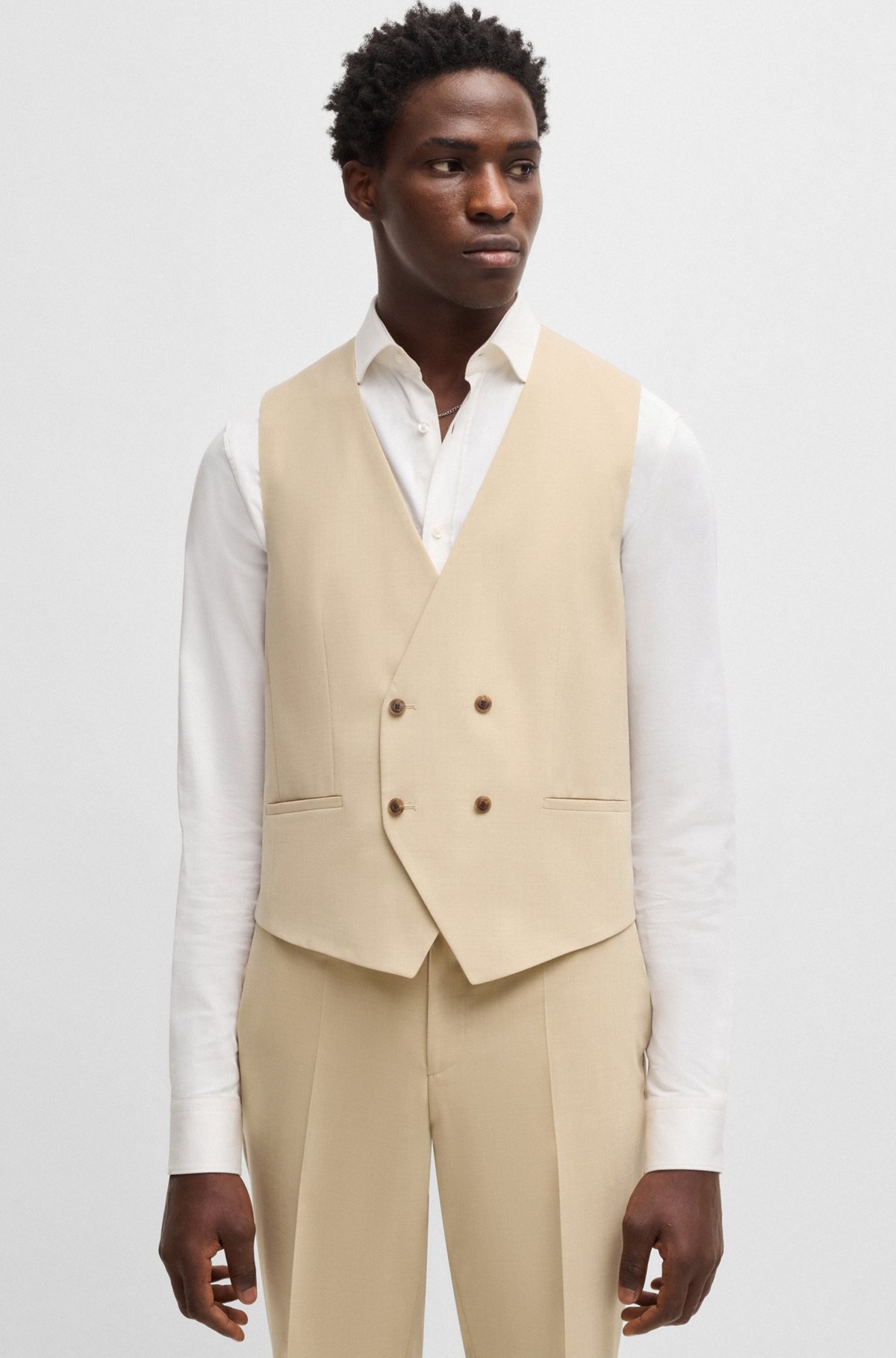 THREE-PIECE SLIM-FIT SUIT IN MOHAIR-LOOK DOBBY - 5