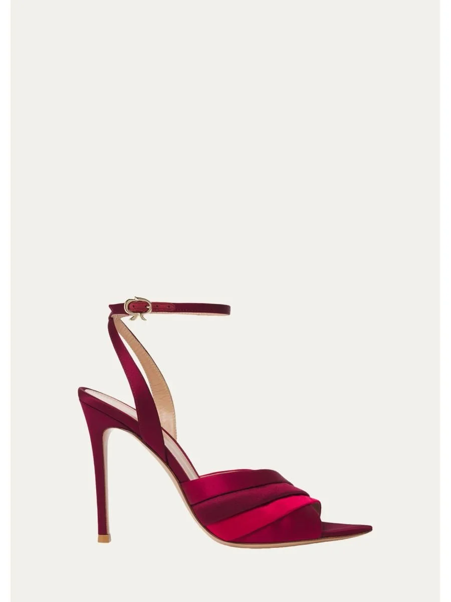 105mm Crepe Satin Ankle-Strap Pumps - 1