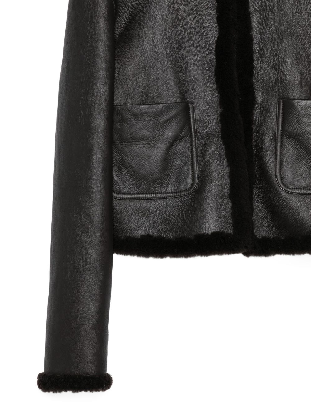 reversible shearling leather jacket - 3