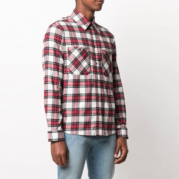 Men's Off-White SS21 Plaid Back Arrow Red Shirt OMGA133R21FAB0022500 - 5