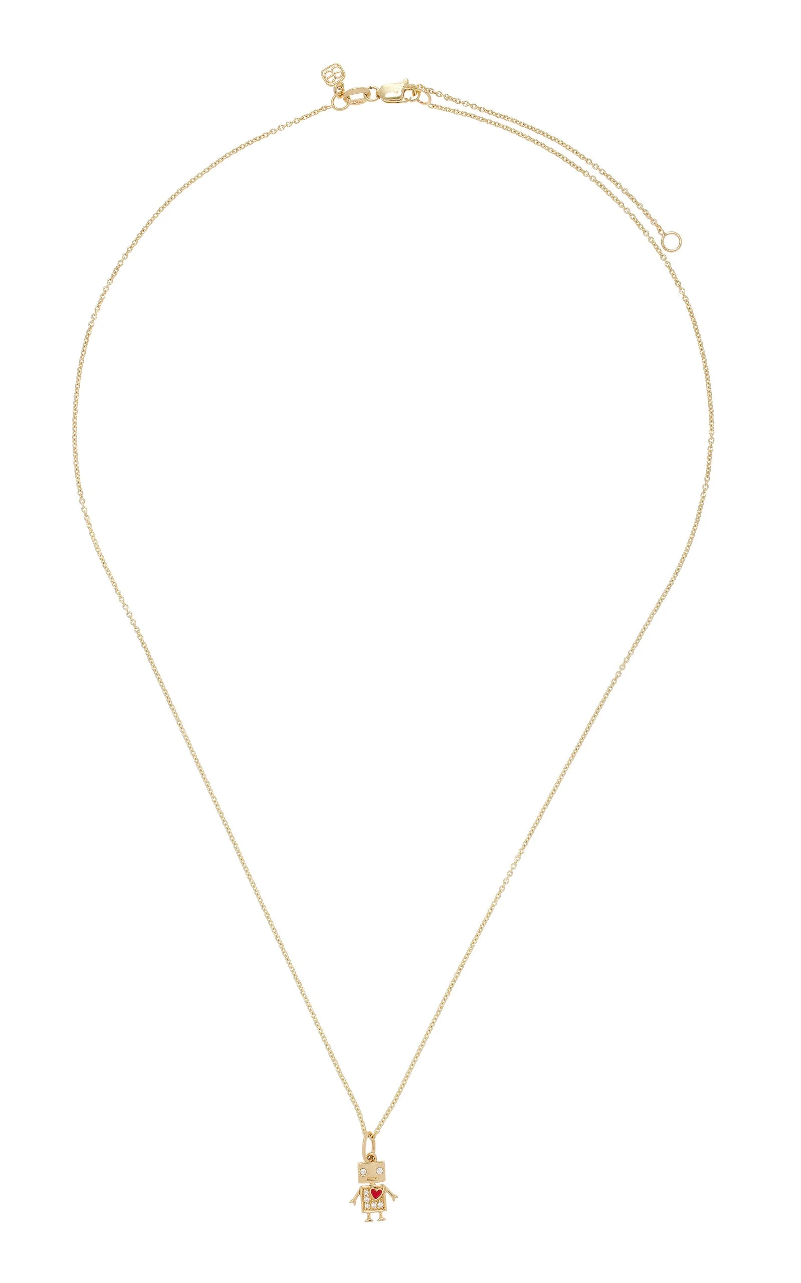 Baby Robot Charm Tiffany Chain 14K Gold Diamond Necklace gold - 1