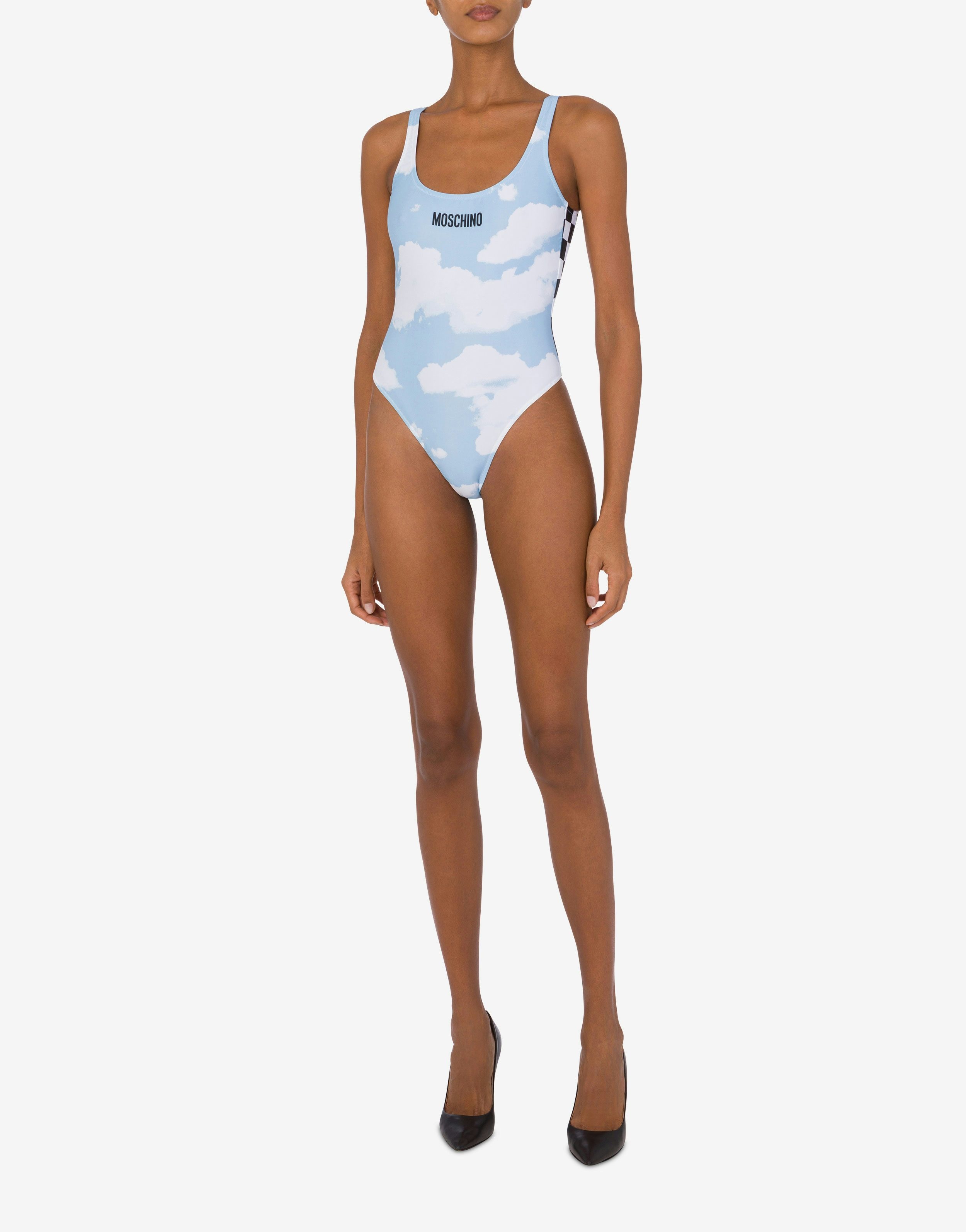 ONE-PIECE SWIMSUIT CLOUDS AND CHECK - 2