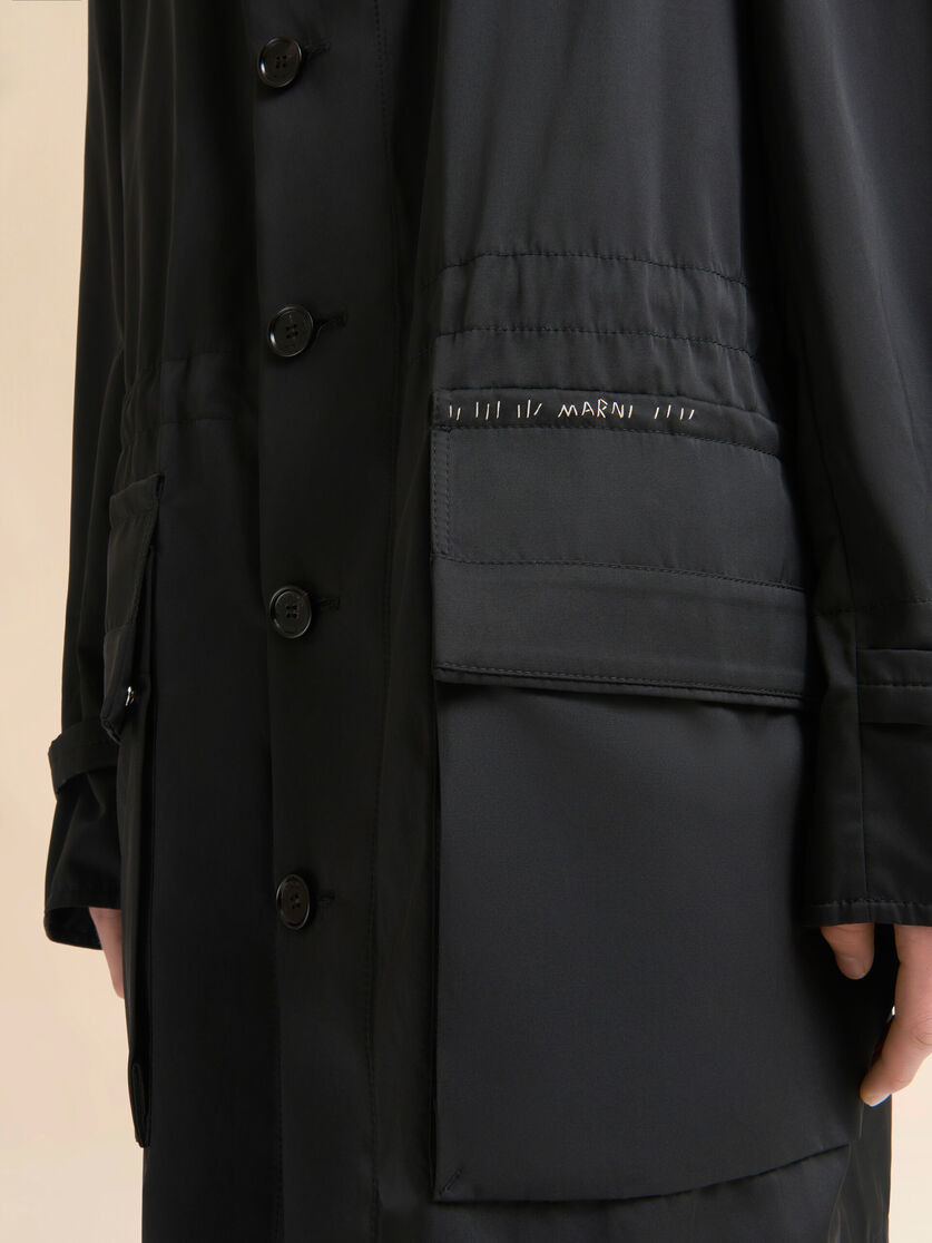 BLACK WATER-REPELLENT TAFFETA PARKA - 5