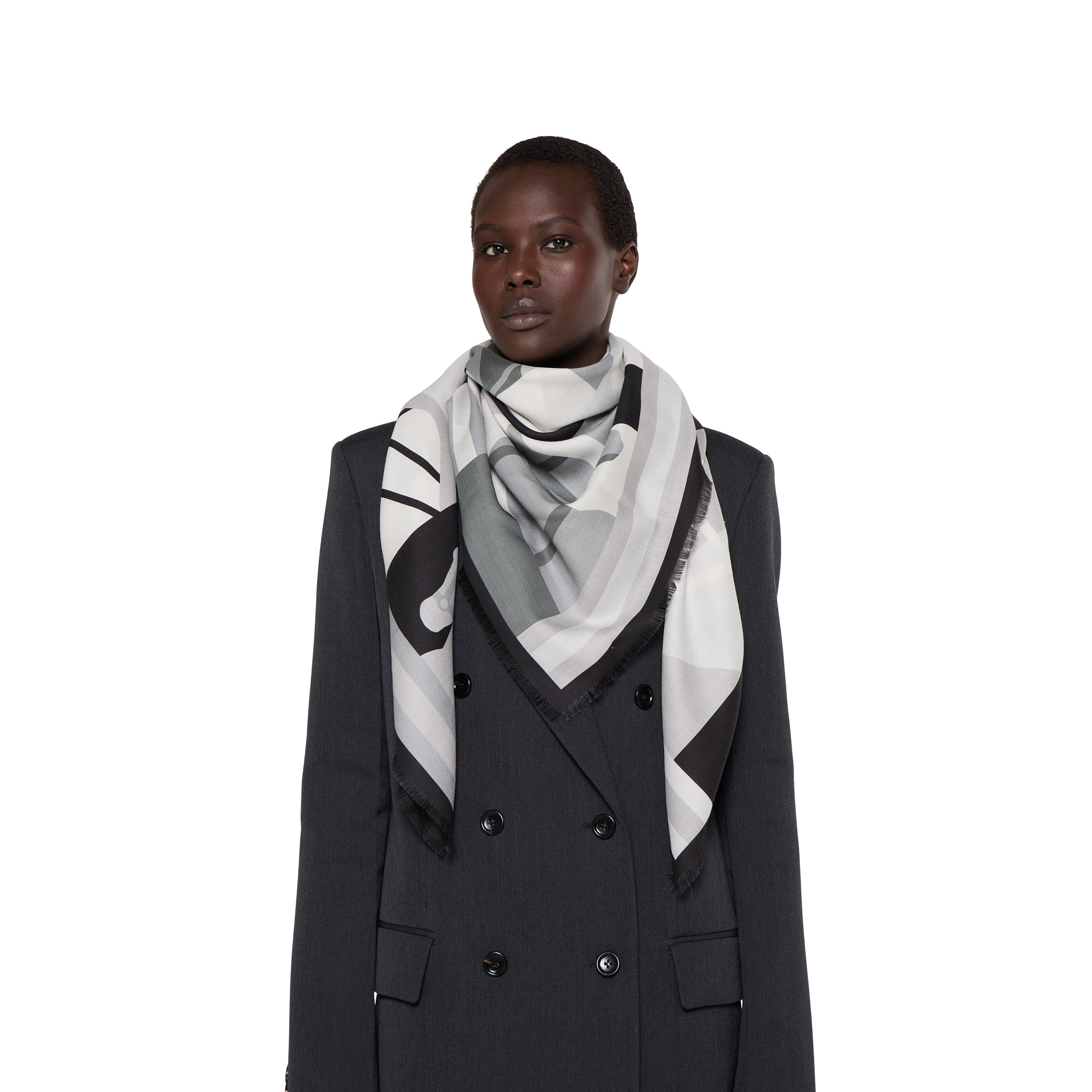 Wool shawl with equestrian motif - 4
