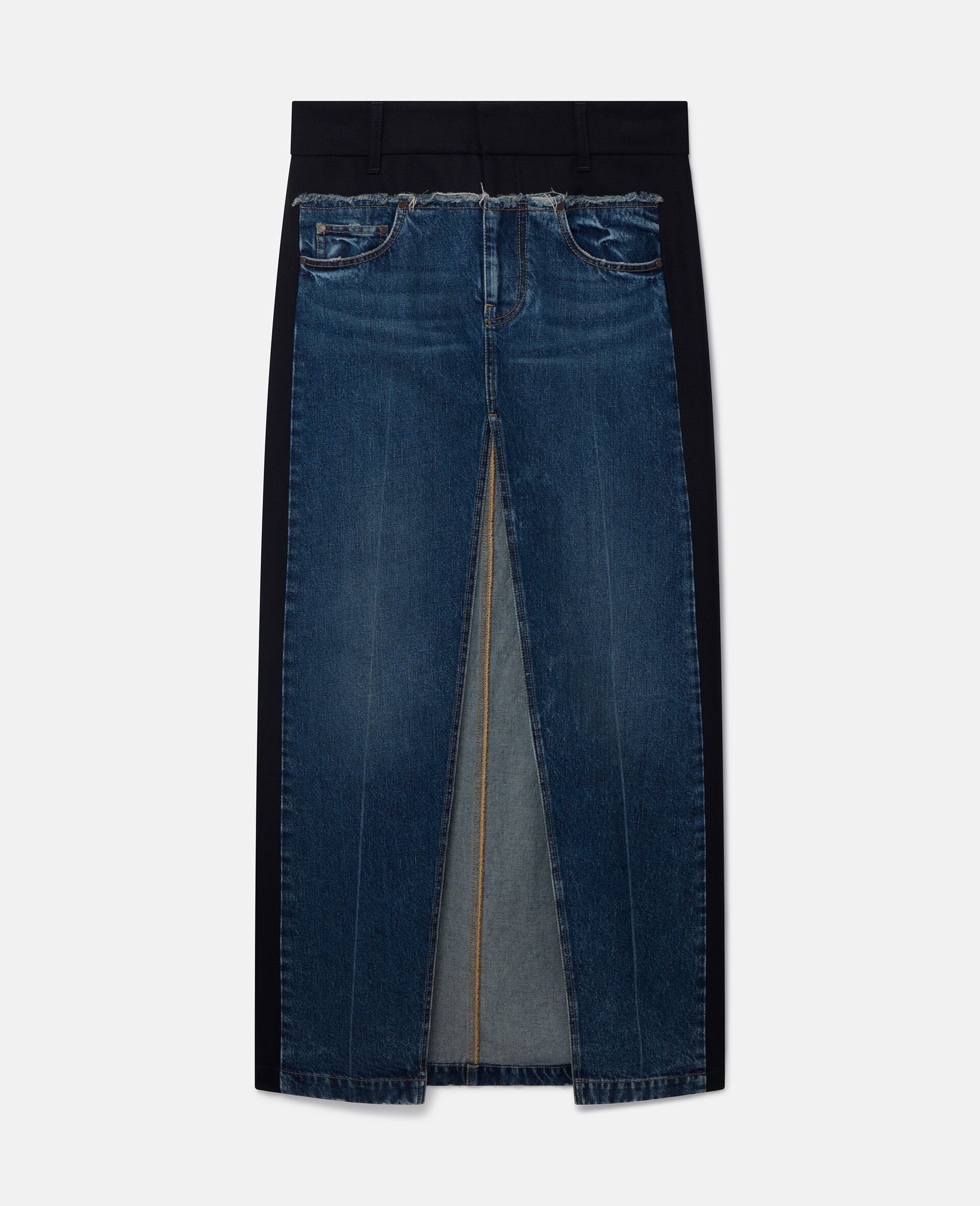 Twill Panelled Denim Maxi Skirt - 1