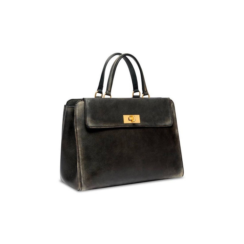 Women's Money Medium Tote Bag Used Effect in Black 4