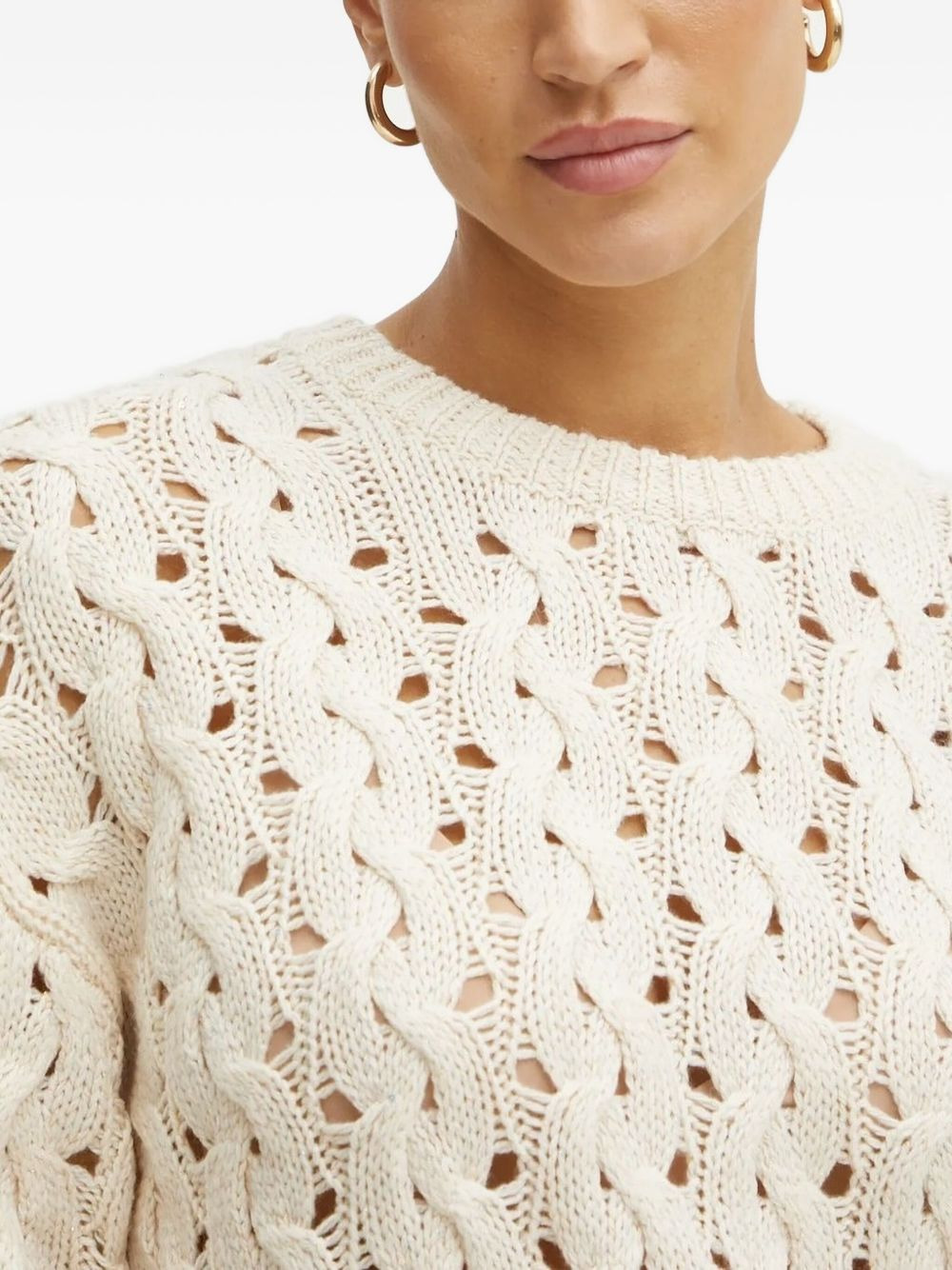 cable-knit eyelet sweater - 3